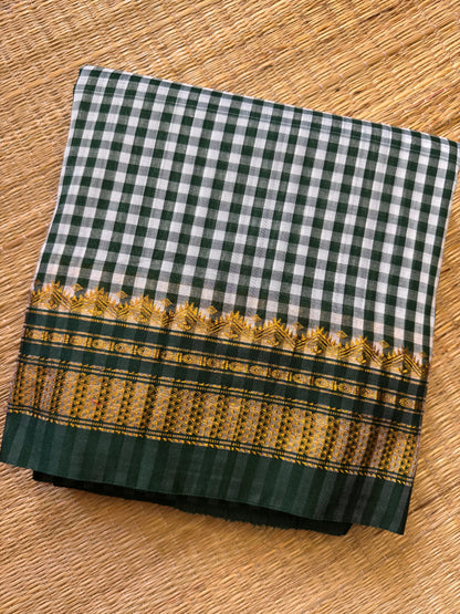 Green Checks ilkal Cotton Silk Saree