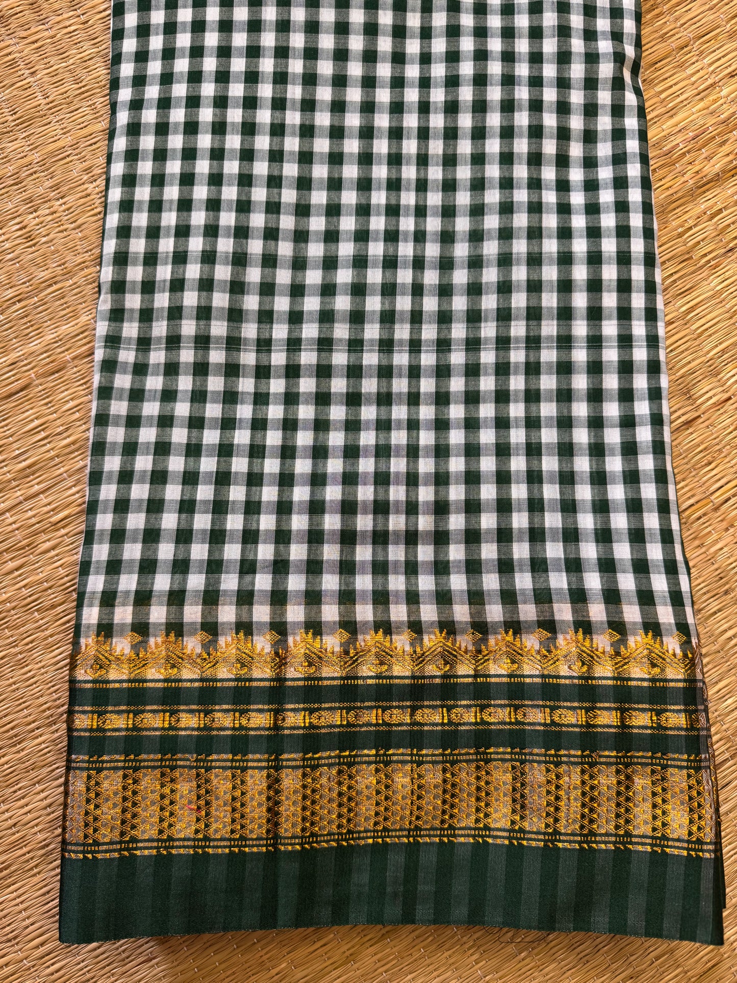 Green Checks ilkal Cotton Silk Saree