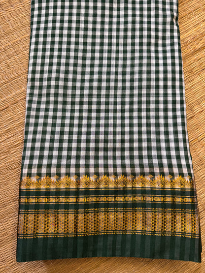 Green Checks ilkal Cotton Silk Saree