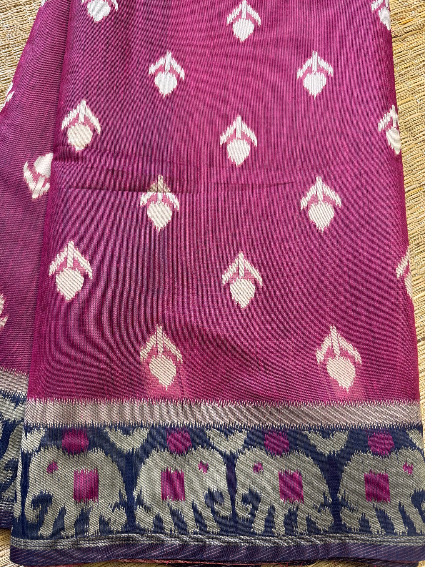 Pink Jute Linen Cotton Saree