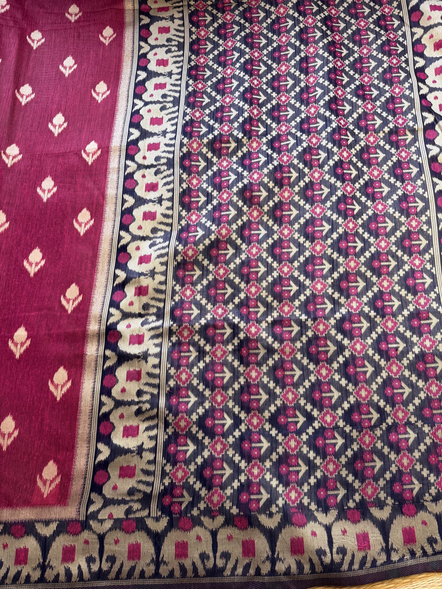 Pink Jute Linen Cotton Saree