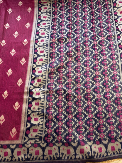 Pink Jute Linen Cotton Saree