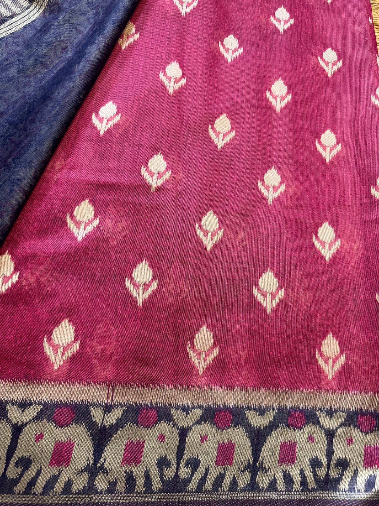 Pink Jute Linen Cotton Saree