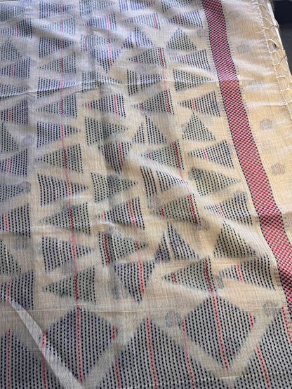 Cream Assam Jute Linen Cotton Saree