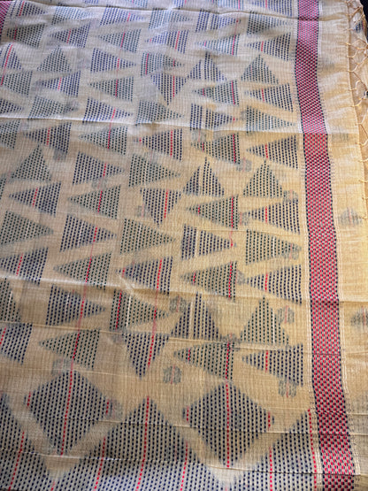 Sandal Yellow Assam Jute Linen Cotton Saree