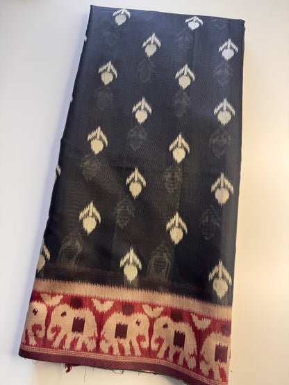 Black Jute Linen Cotton Saree
