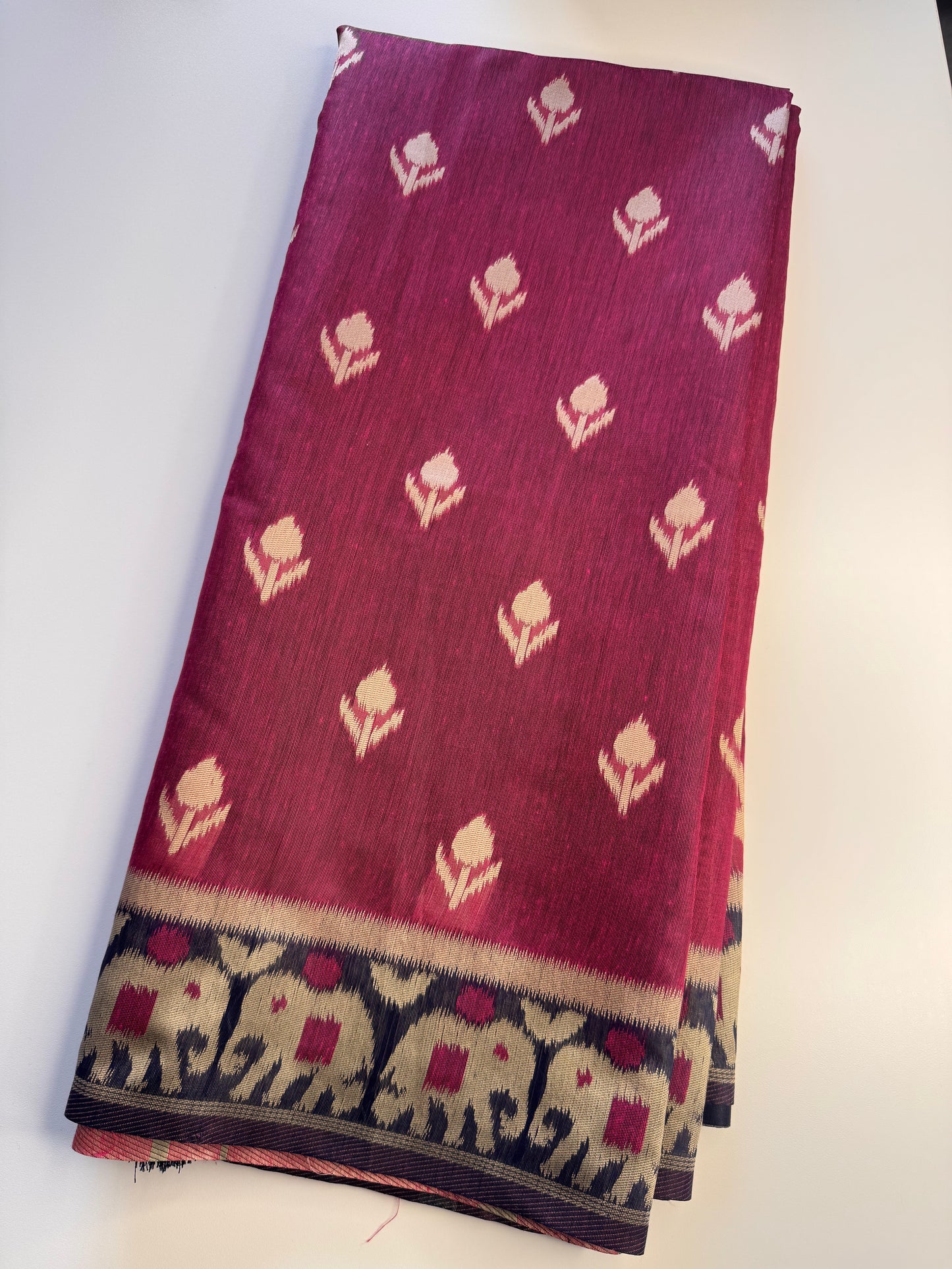 Pink Jute Linen Cotton Saree