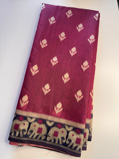 Pink Jute Linen Cotton Saree