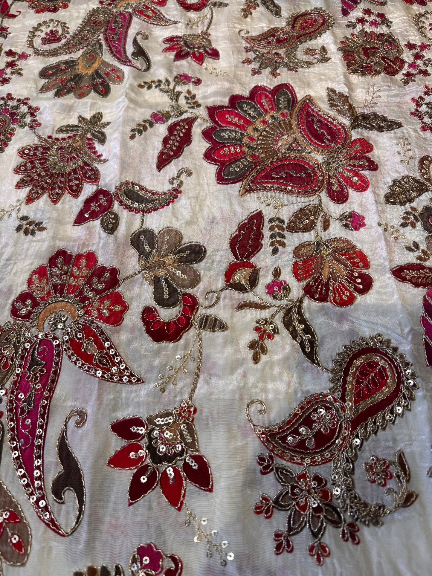 Maroon with Green kalamkari Crepe Blouse Piece/Material