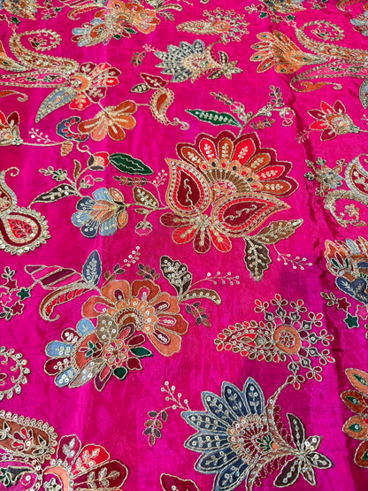 Pink kalamkari Crepe Blouse Piece/Material