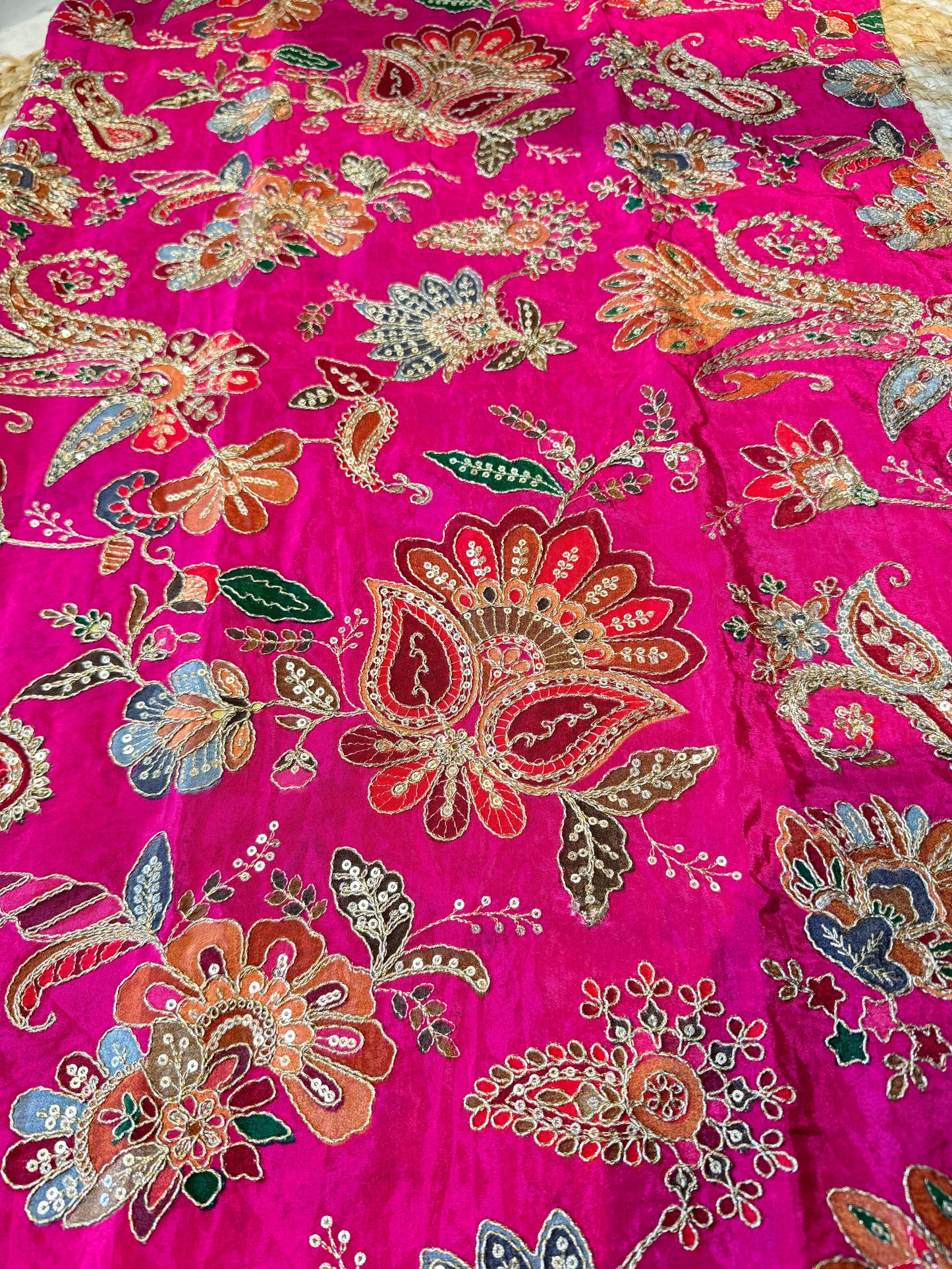 Pink kalamkari Crepe Blouse Piece/Material