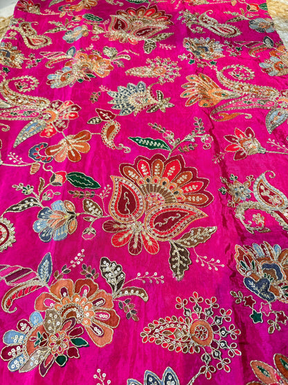 Pink kalamkari Crepe Blouse Piece/Material
