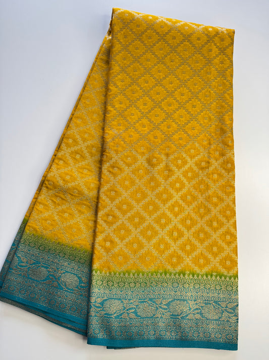 Yellow Jaal Khaddi Georgette Saree