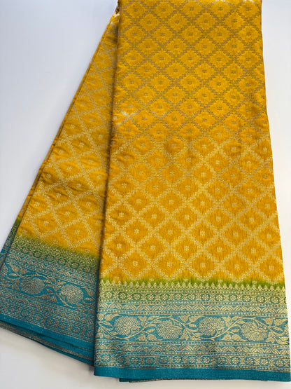 Yellow Jaal Khaddi Georgette Saree