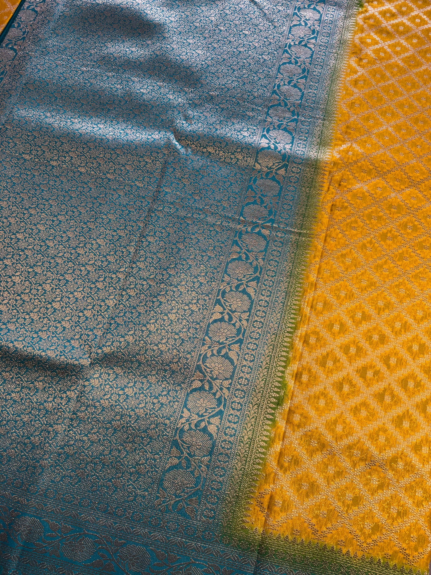 Yellow Jaal Khaddi Georgette Saree