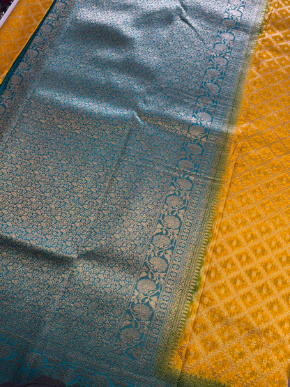 Yellow Jaal Khaddi Georgette Saree