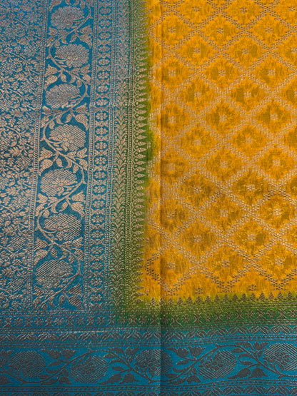 Yellow Jaal Khaddi Georgette Saree