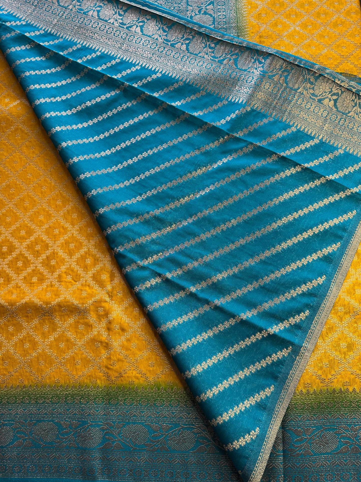 Yellow Jaal Khaddi Georgette Saree