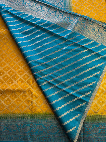 Yellow Jaal Khaddi Georgette Saree