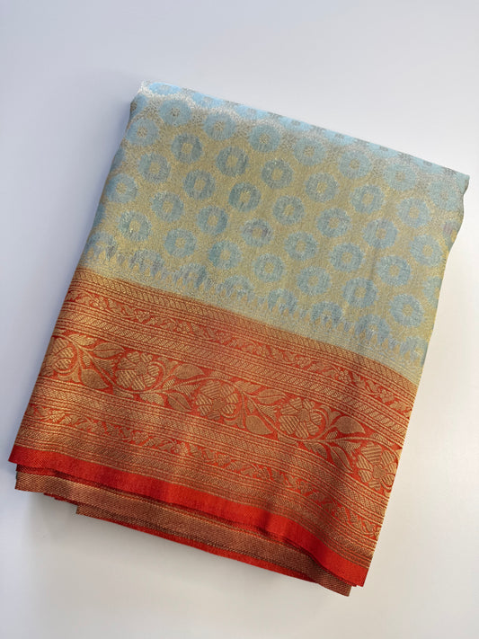 Powder Blue Jaal Khaddi Georgette Saree