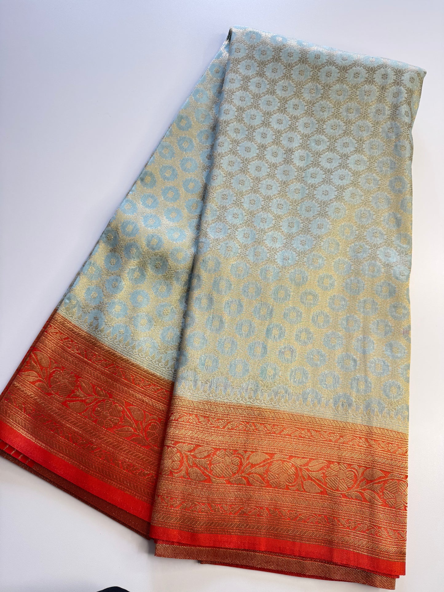 Powder Blue Jaal Khaddi Georgette Saree