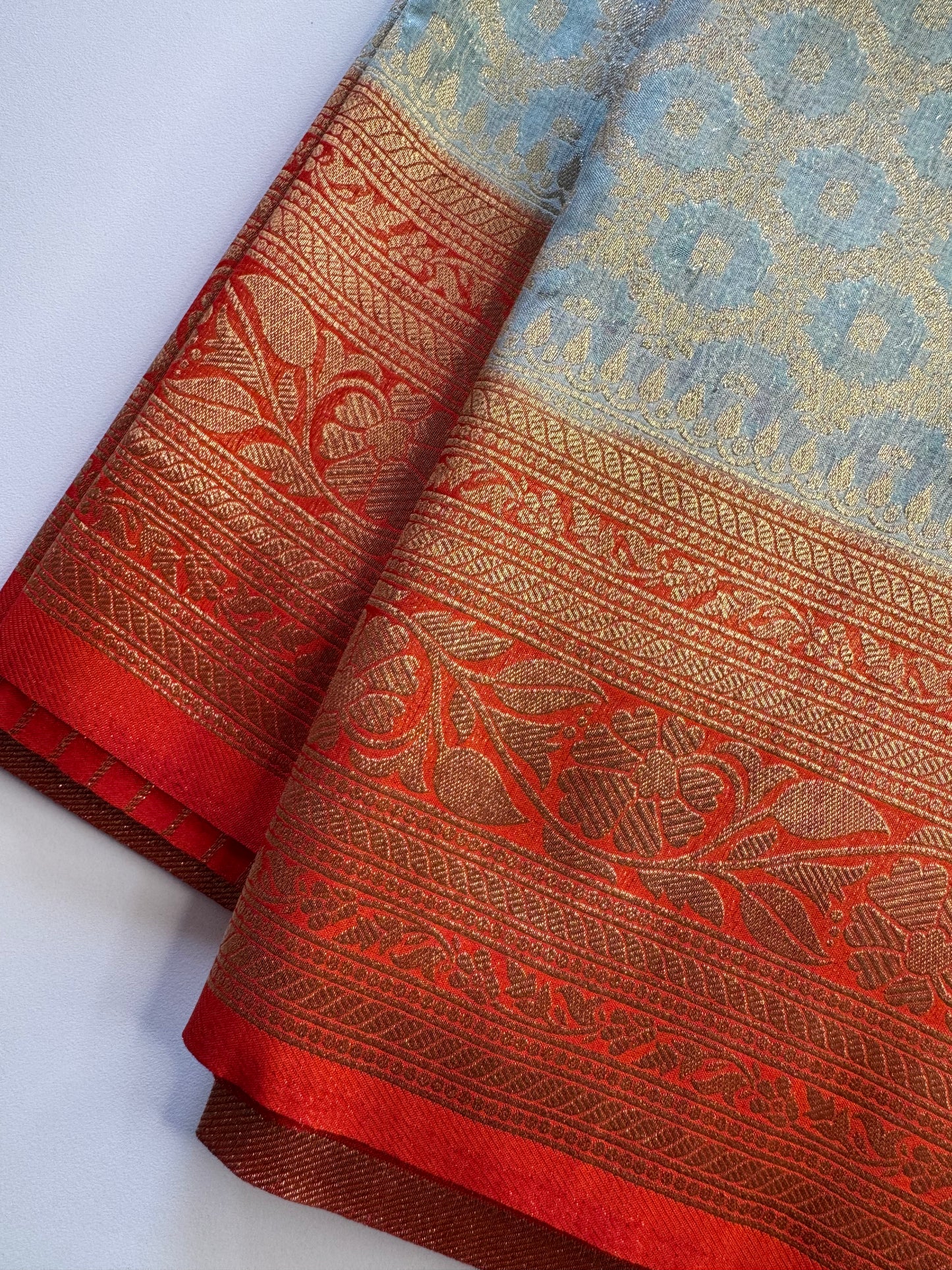Powder Blue Jaal Khaddi Georgette Saree