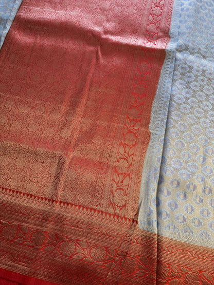 Powder Blue Jaal Khaddi Georgette Saree