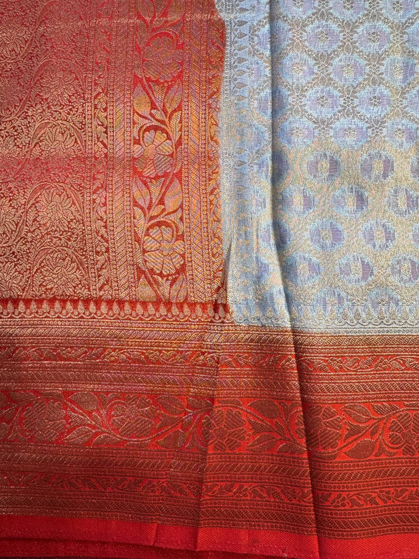Powder Blue Jaal Khaddi Georgette Saree