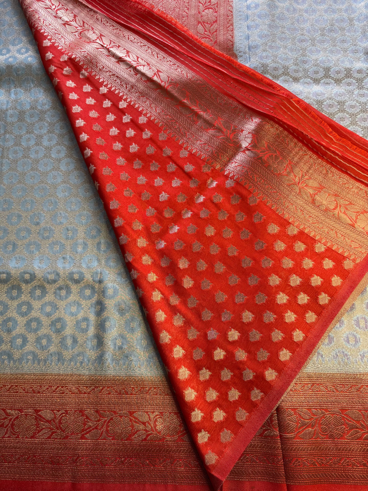 Powder Blue Jaal Khaddi Georgette Saree