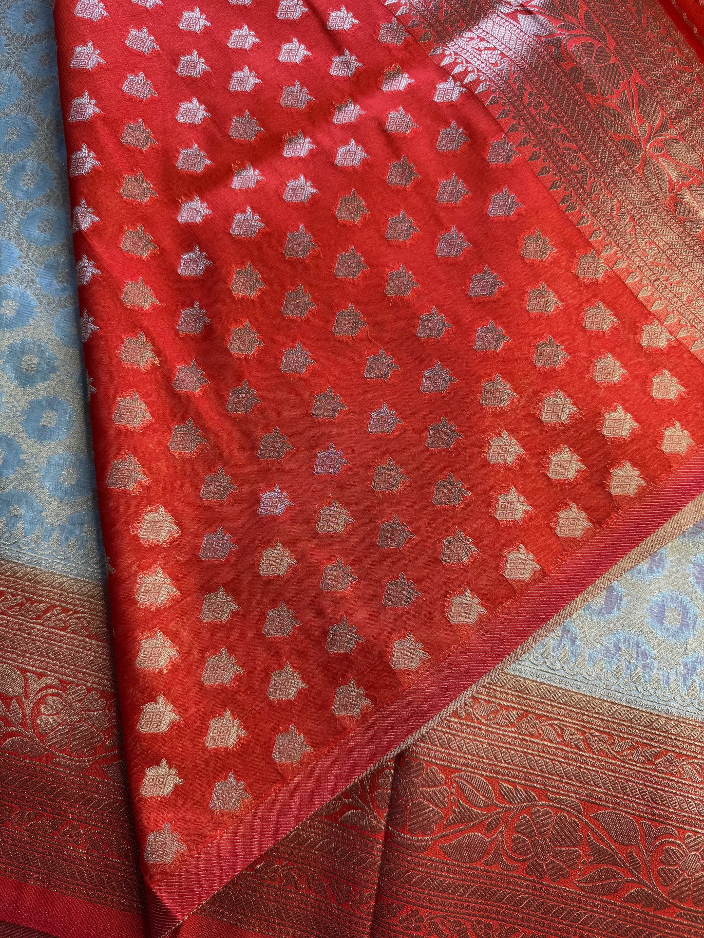 Powder Blue Jaal Khaddi Georgette Saree