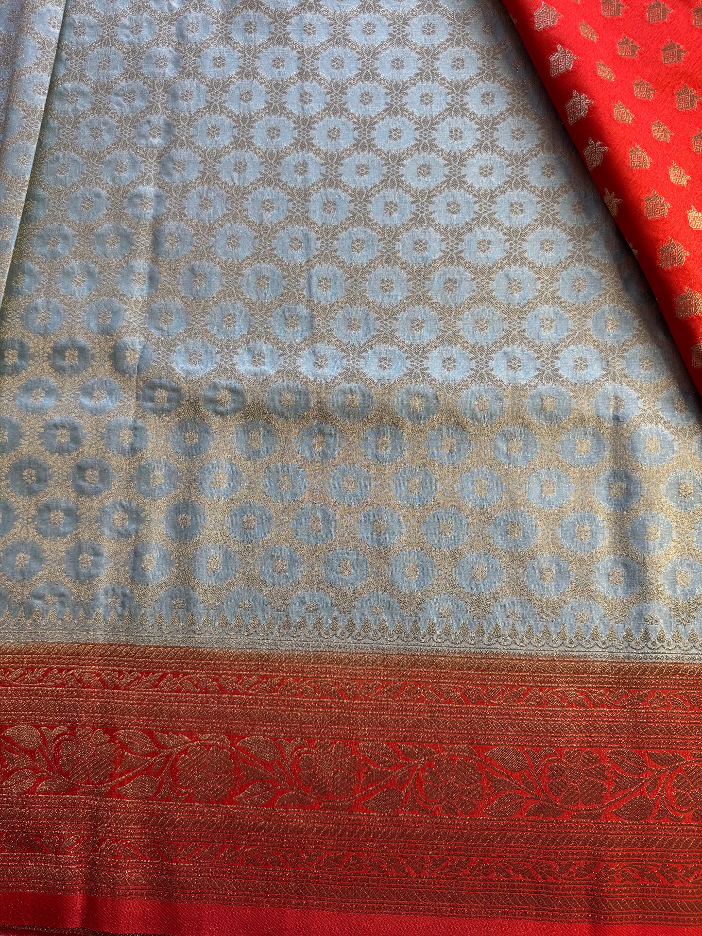 Powder Blue Jaal Khaddi Georgette Saree