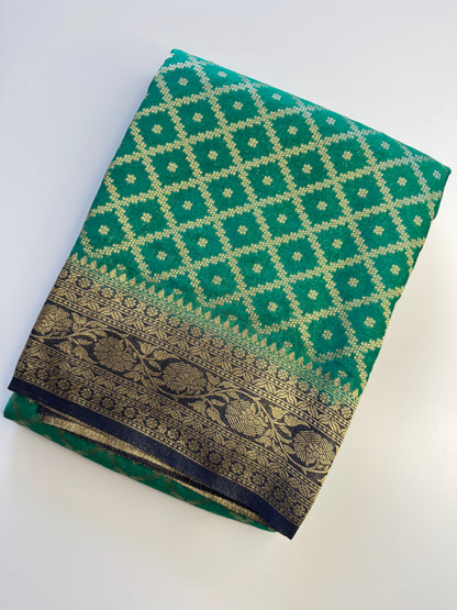 Green Jaal Khaddi Georgette Saree