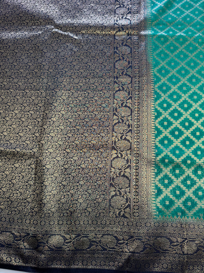 Green Jaal Khaddi Georgette Saree