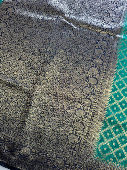 Green Jaal Khaddi Georgette Saree