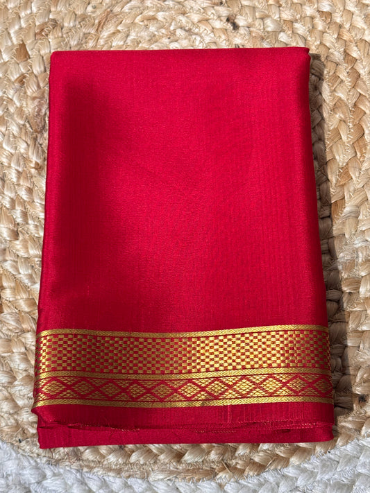 Red Pure Crepe Mysore Silk