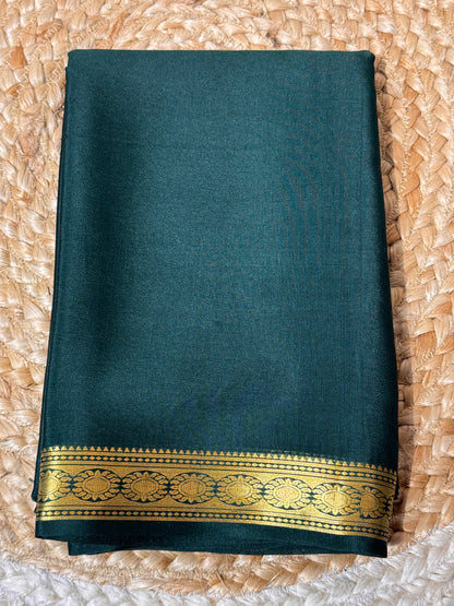 Bottle Green Pure Crepe Mysore Silk