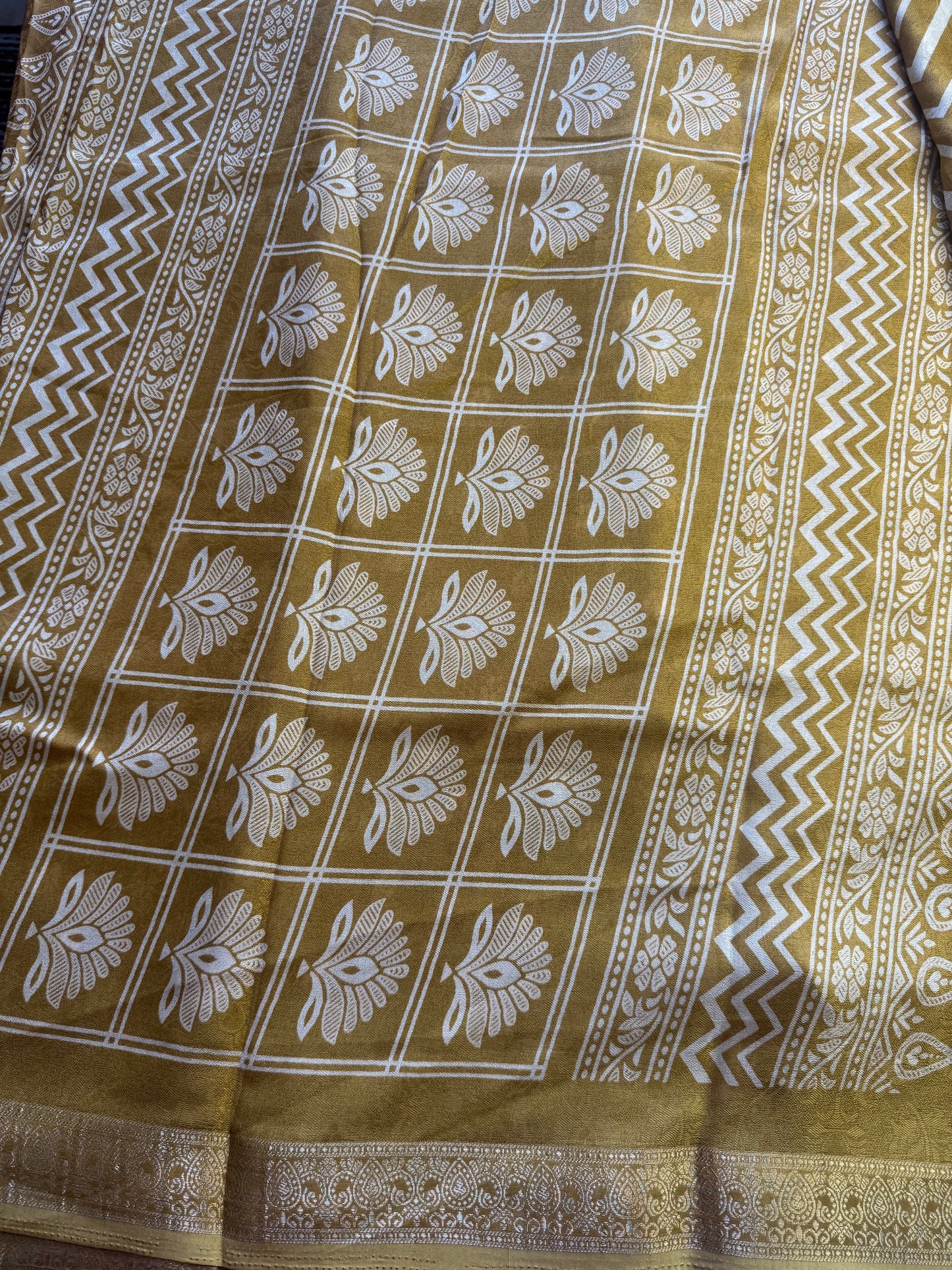 Mustard Yellow Chiffon Saree