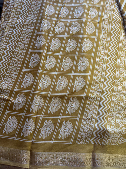 Mustard Yellow Chiffon Saree