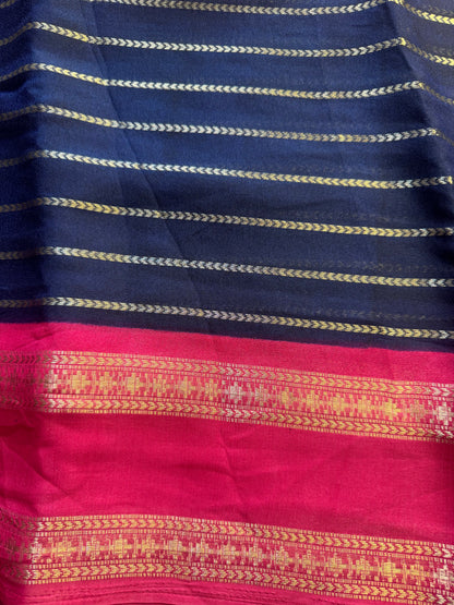 Pichwai Blue Chiffon Saree