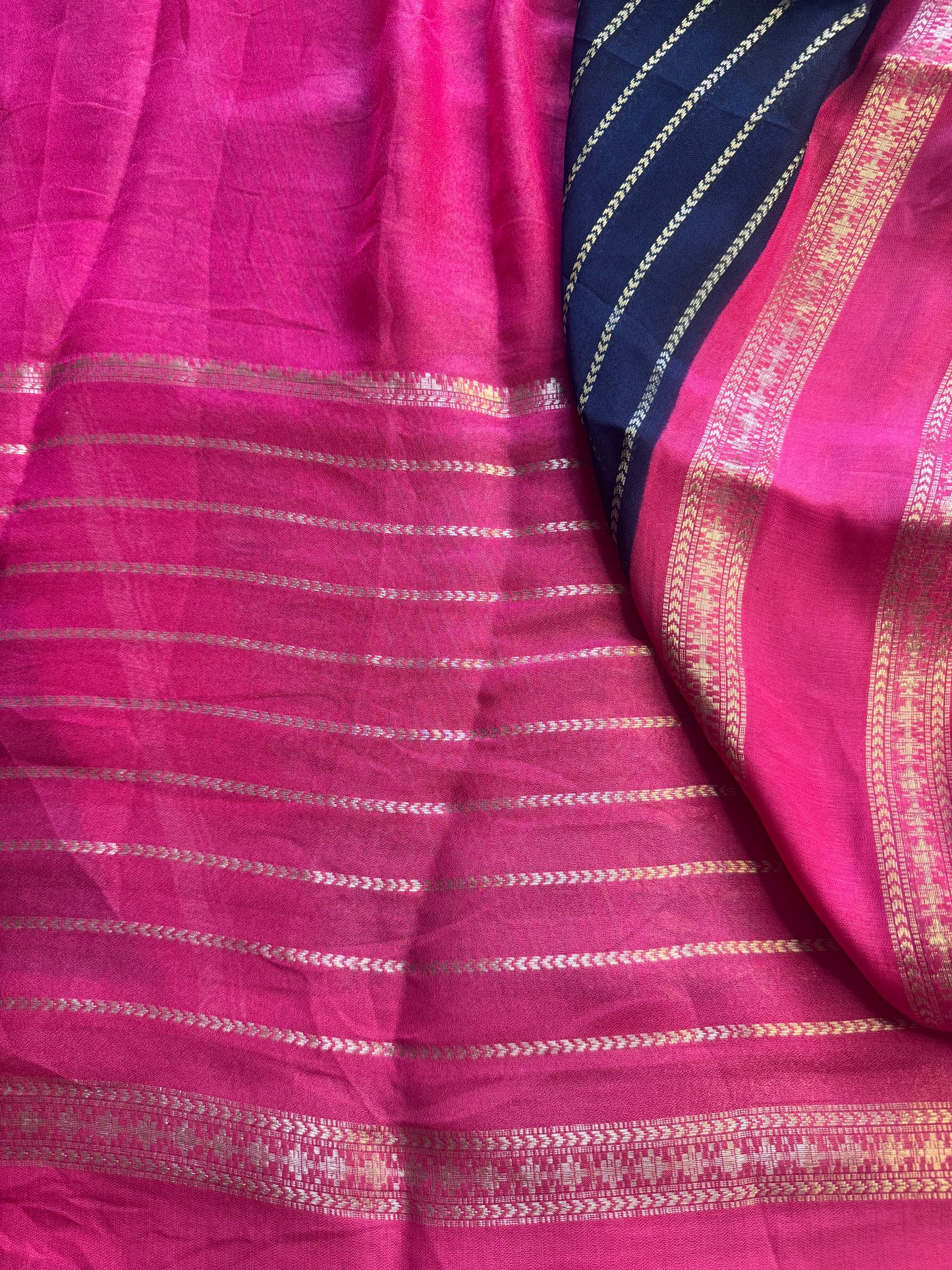 Pichwai Blue Chiffon Saree