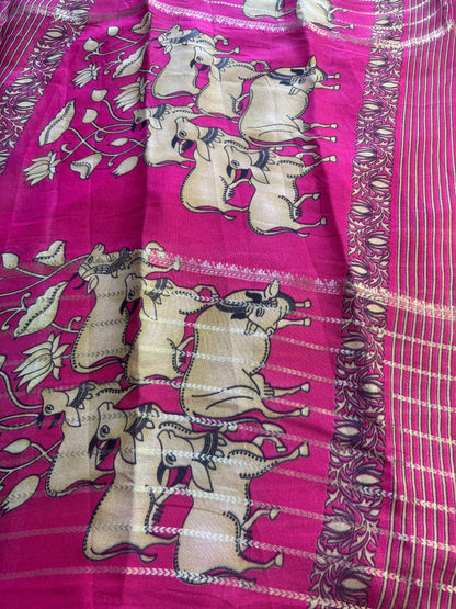 Pichwai Blue Chiffon Saree