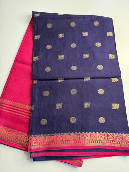 Blue Pink Half n Half Pure Viscose Saree