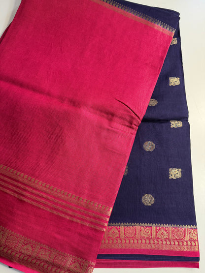 Blue Pink Half n Half Pure Viscose Saree