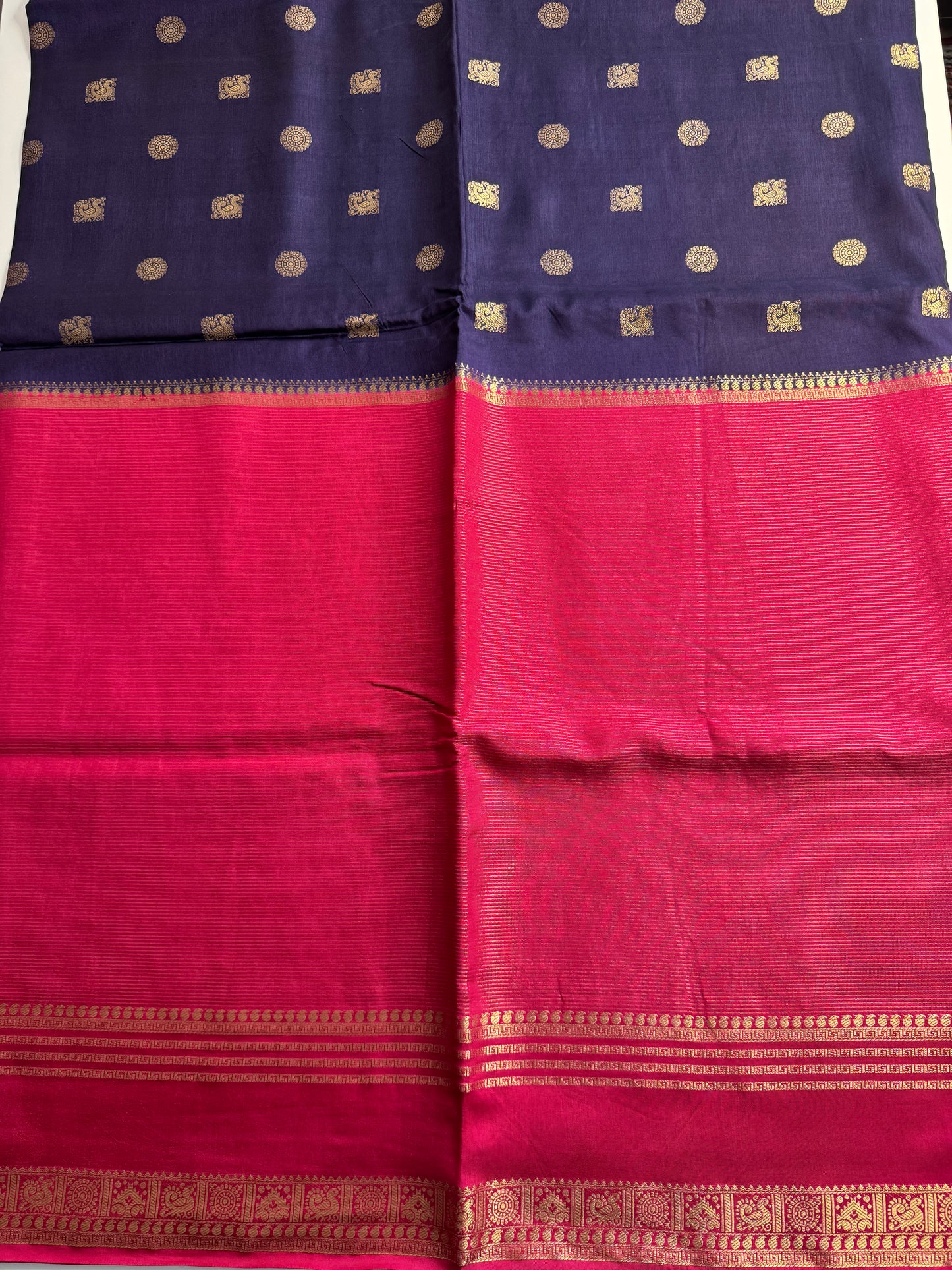 Blue Pink Half n Half Pure Viscose Saree