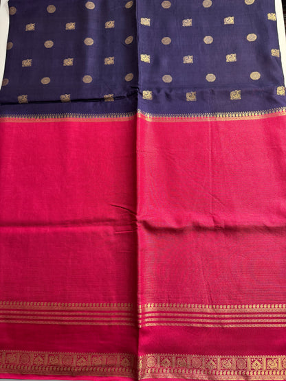Blue Pink Half n Half Pure Viscose Saree