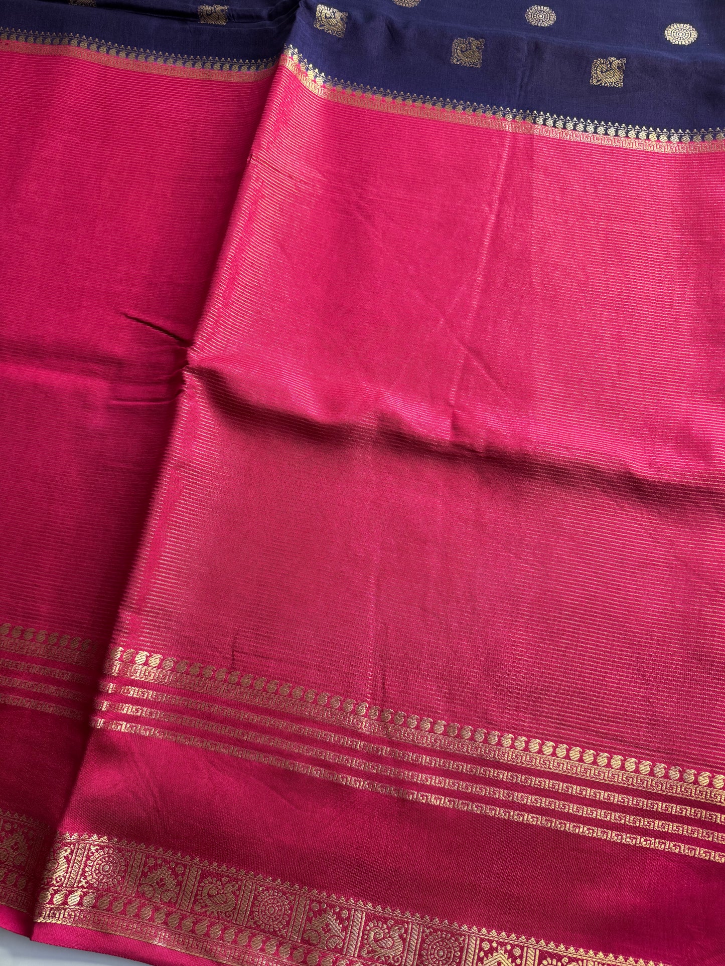 Blue Pink Half n Half Pure Viscose Saree