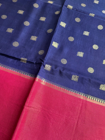 Blue Pink Half n Half Pure Viscose Saree