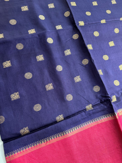 Blue Pink Half n Half Pure Viscose Saree