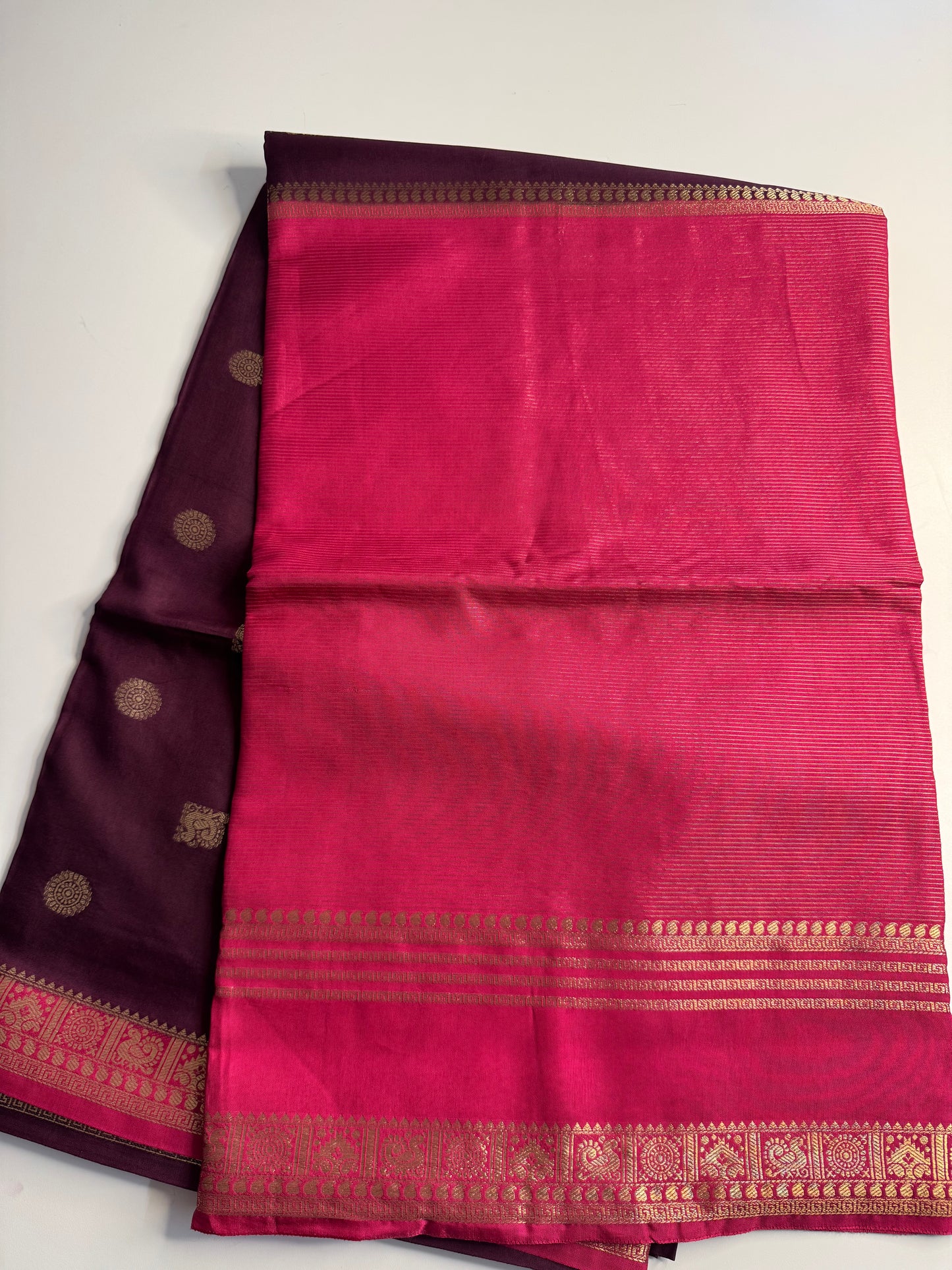 Brown Pink Half n Half Pure Viscose Saree