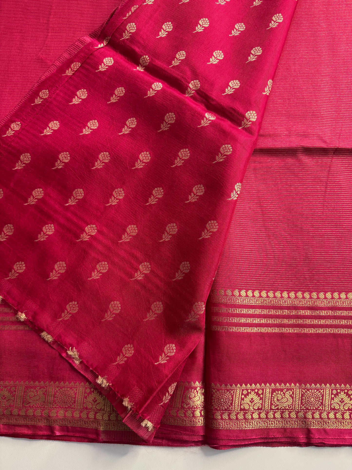 Brown Pink Half n Half Pure Viscose Saree